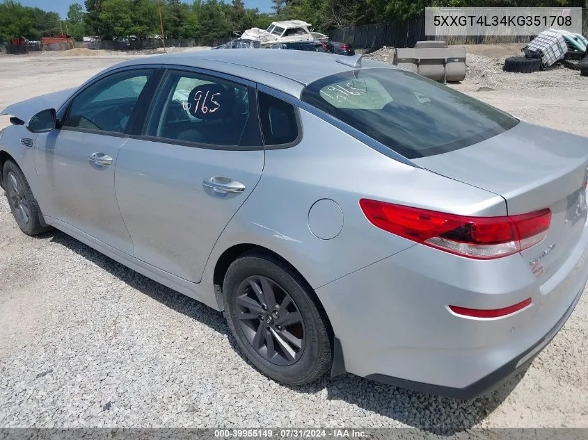 2019 Kia Optima Lx VIN: 5XXGT4L34KG351708 Lot: 39955149