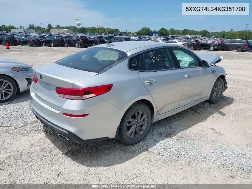 2019 Kia Optima Lx VIN: 5XXGT4L34KG351708 Lot: 39955149