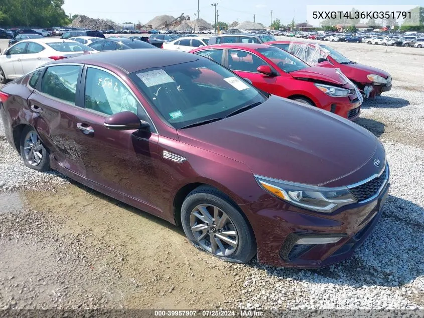 2019 Kia Optima Lx VIN: 5XXGT4L36KG351791 Lot: 39957907