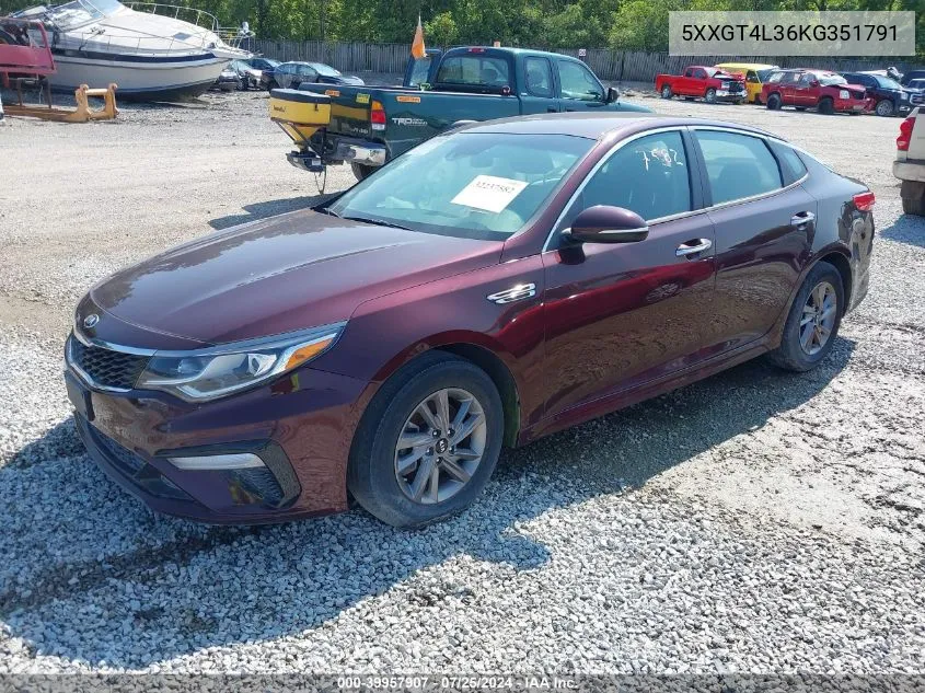 5XXGT4L36KG351791 2019 Kia Optima Lx