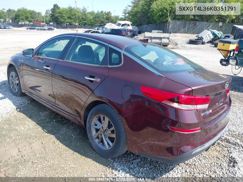 5XXGT4L36KG351791 2019 Kia Optima Lx