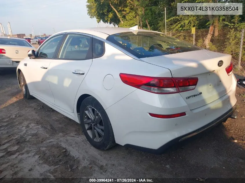 2019 Kia Optima Lx VIN: 5XXGT4L31KG358504 Lot: 39964241