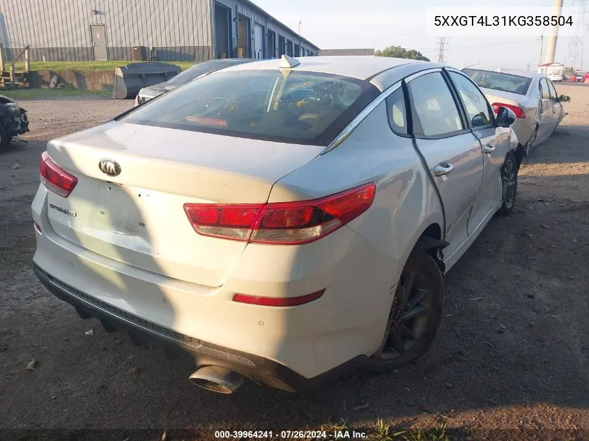 2019 Kia Optima Lx VIN: 5XXGT4L31KG358504 Lot: 39964241