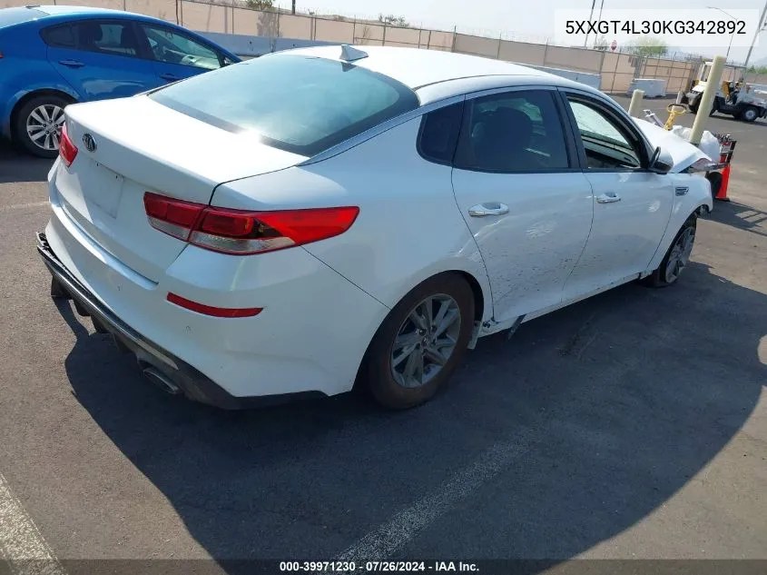 5XXGT4L30KG342892 2019 Kia Optima Lx