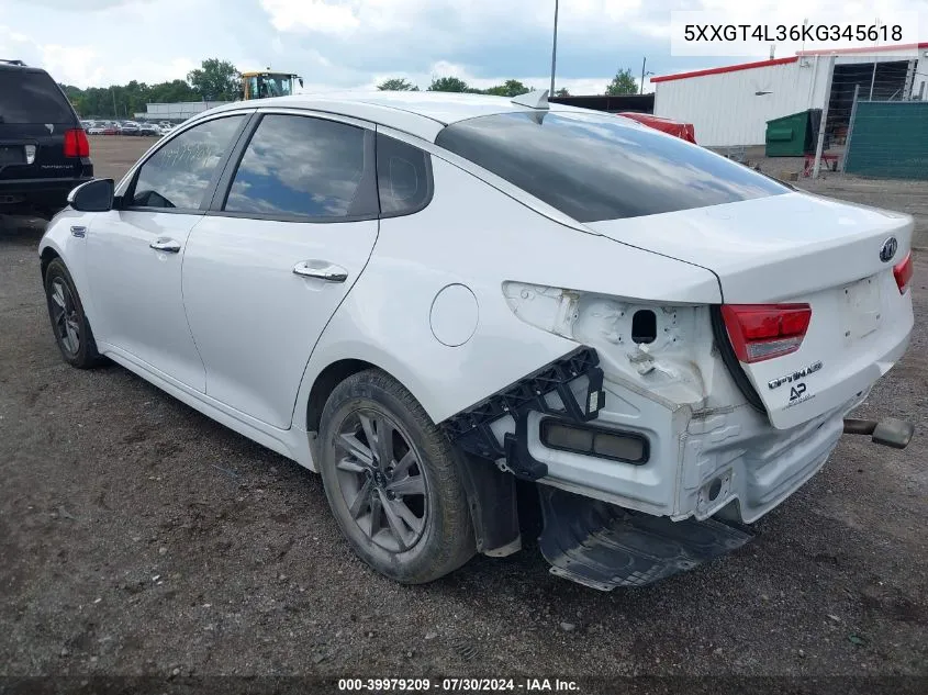 5XXGT4L36KG345618 2019 Kia Optima Lx