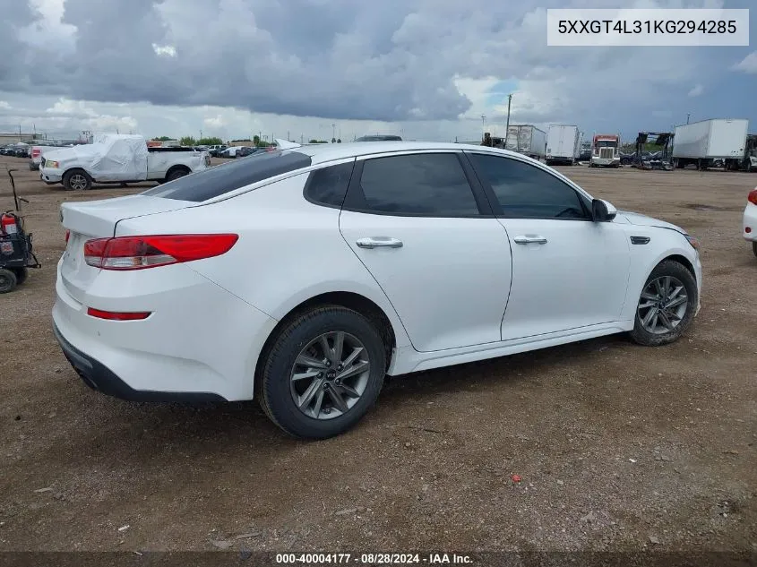 5XXGT4L31KG294285 2019 Kia Optima Lx