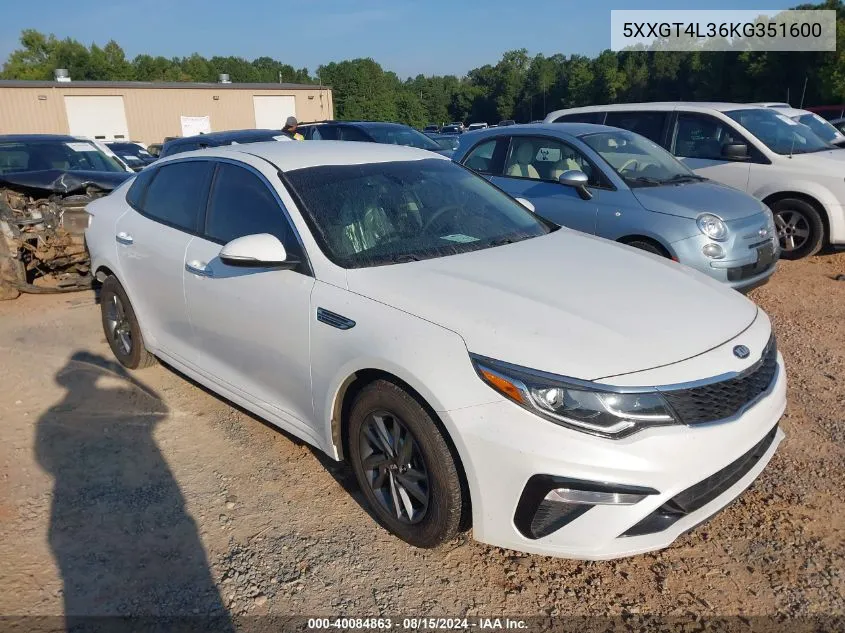 5XXGT4L36KG351600 2019 Kia Optima Lx/S