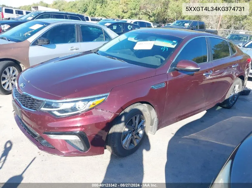 2019 Kia Optima Lx VIN: 5XXGT4L34KG374731 Lot: 40123342