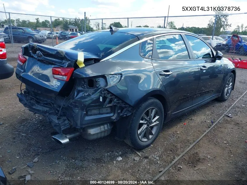 5XXGT4L31KG378736 2019 Kia Optima Lx