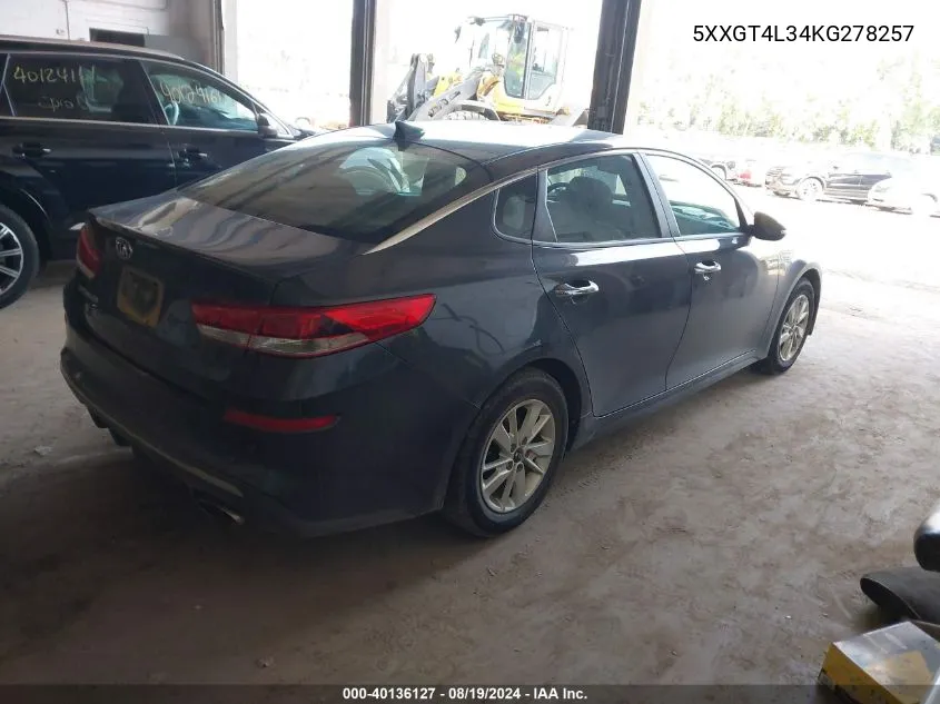 2019 Kia Optima Lx VIN: 5XXGT4L34KG278257 Lot: 40136127