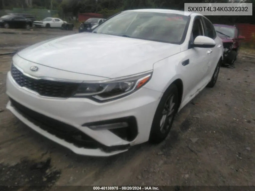 5XXGT4L34KG302332 2019 Kia Optima Lx