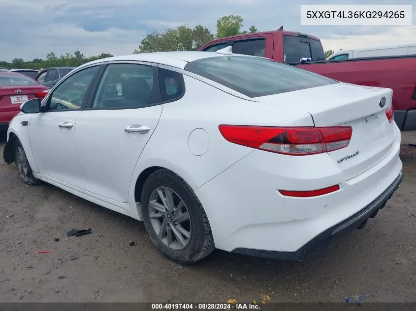 5XXGT4L36KG294265 2019 Kia Optima Lx