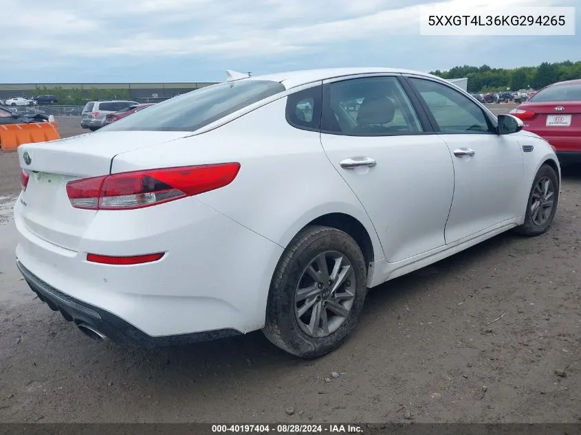 2019 Kia Optima Lx VIN: 5XXGT4L36KG294265 Lot: 40197404