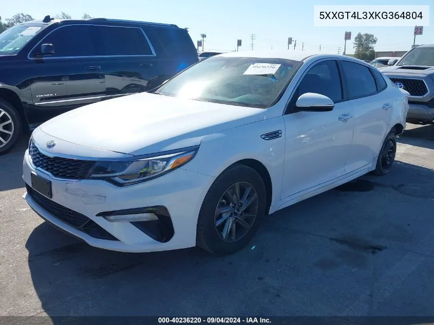 2019 Kia Optima Lx VIN: 5XXGT4L3XKG364804 Lot: 40236220