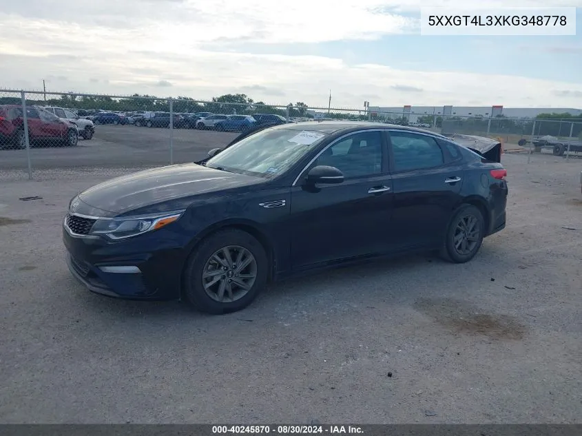 5XXGT4L3XKG348778 2019 Kia Optima Lx