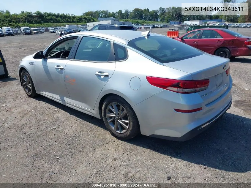 5XXGT4L34KG343611 2019 Kia Optima Lx