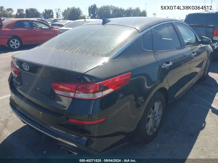 2019 Kia Optima Lx VIN: 5XXGT4L38KG364512 Lot: 40271525