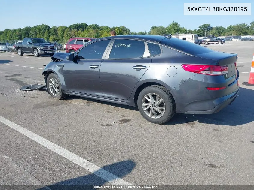 2019 Kia Optima Lx VIN: 5XXGT4L30KG320195 Lot: 40292146