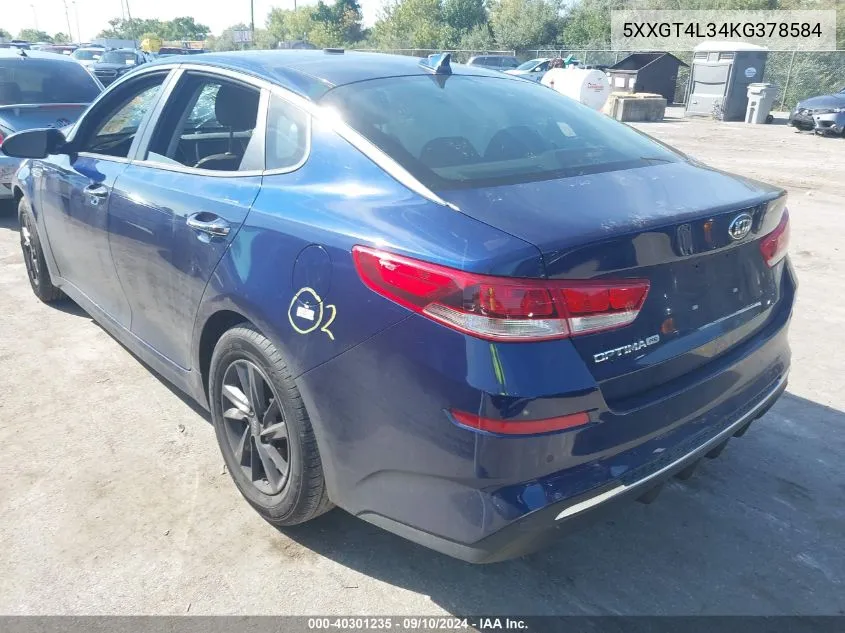 2019 Kia Optima Lx VIN: 5XXGT4L34KG378584 Lot: 40301235