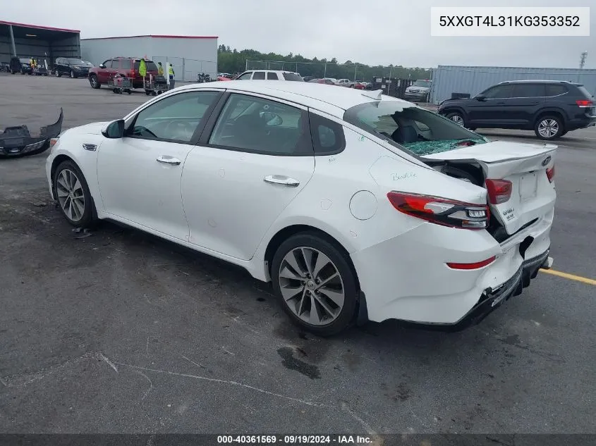 5XXGT4L31KG353352 2019 Kia Optima S