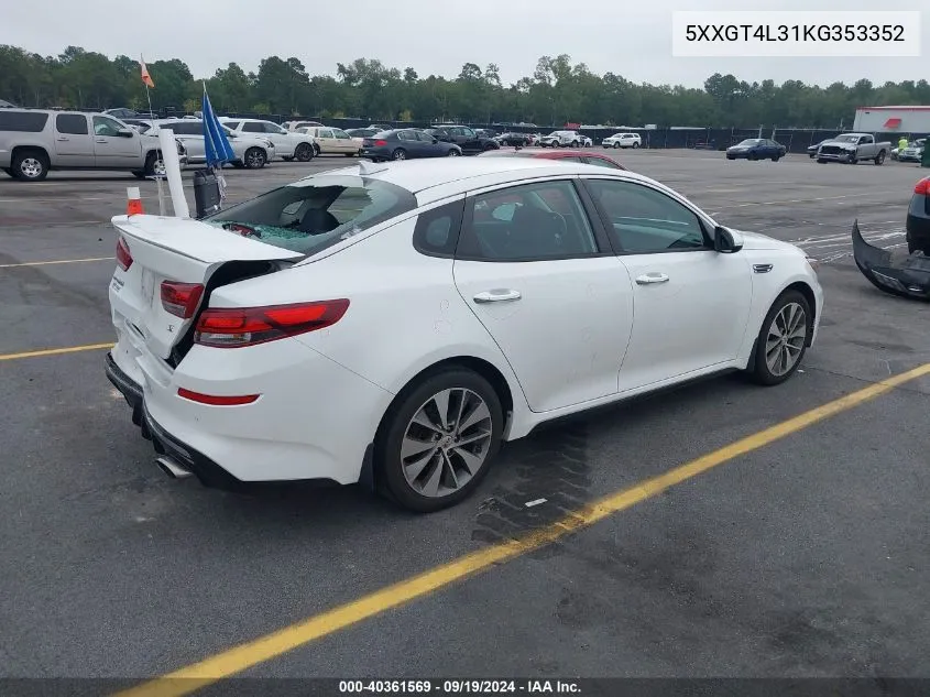 2019 Kia Optima S VIN: 5XXGT4L31KG353352 Lot: 40361569