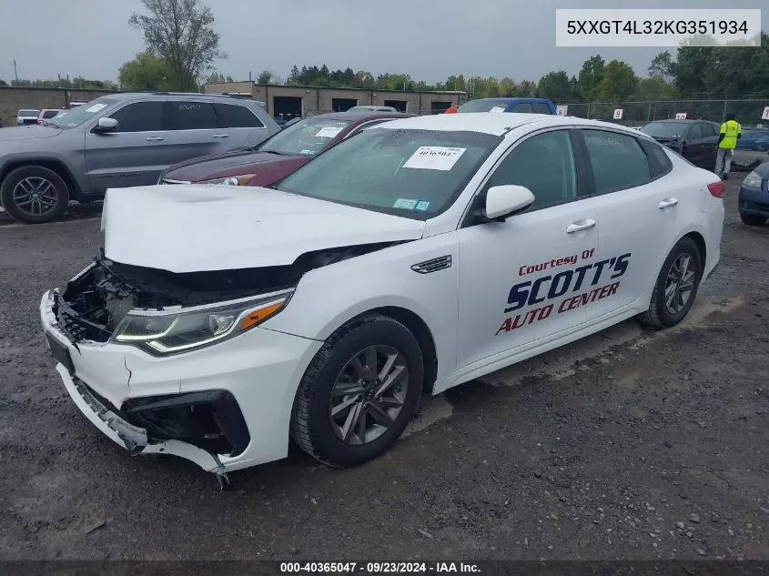 2019 Kia Optima Lx VIN: 5XXGT4L32KG351934 Lot: 40365047