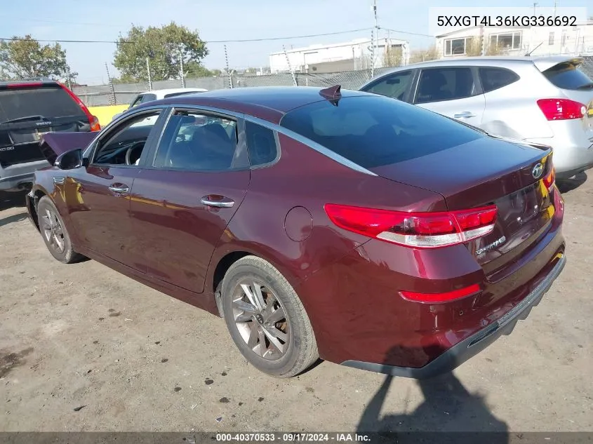 2019 Kia Optima Lx VIN: 5XXGT4L36KG336692 Lot: 40370533