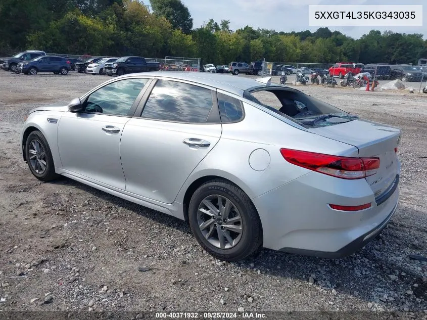 2019 Kia Optima Lx VIN: 5XXGT4L35KG343035 Lot: 40371932