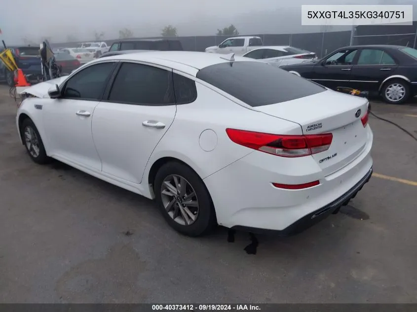 5XXGT4L35KG340751 2019 Kia Optima Lx