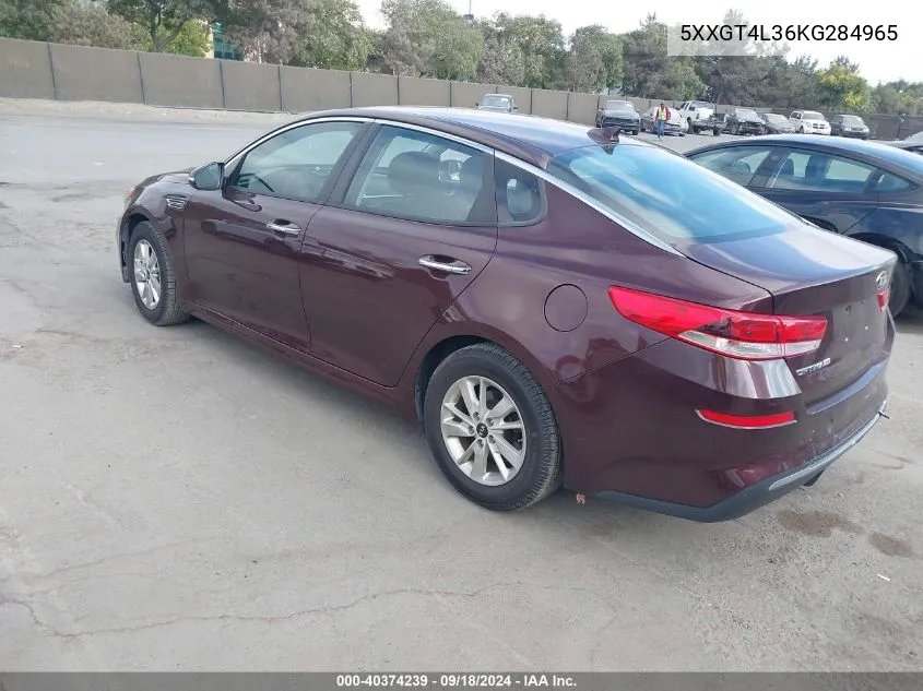 2019 Kia Optima Lx VIN: 5XXGT4L36KG284965 Lot: 40374239