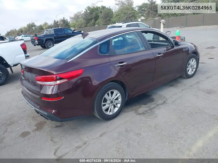 2019 Kia Optima Lx VIN: 5XXGT4L36KG284965 Lot: 40374239