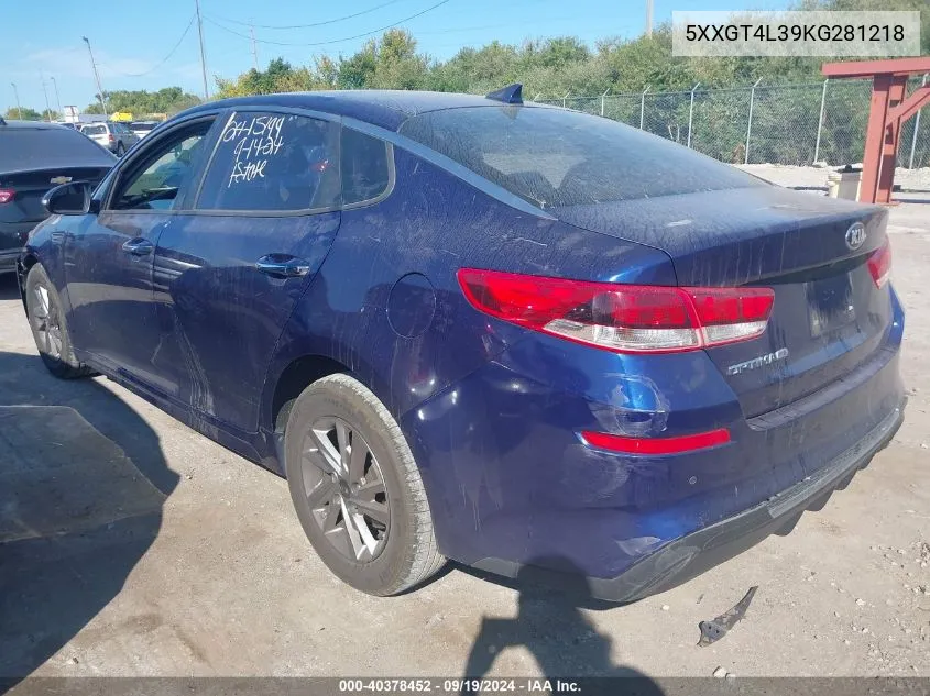 5XXGT4L39KG281218 2019 Kia Optima Lx