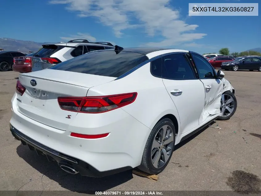 2019 Kia Optima S VIN: 5XXGT4L32KG360827 Lot: 40379671