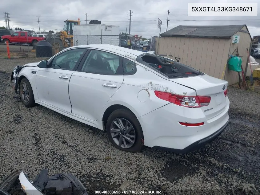 2019 Kia Optima Lx VIN: 5XXGT4L33KG348671 Lot: 40383695