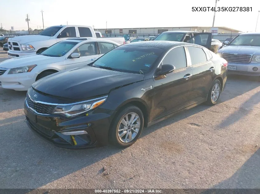 5XXGT4L35KG278381 2019 Kia Optima Lx