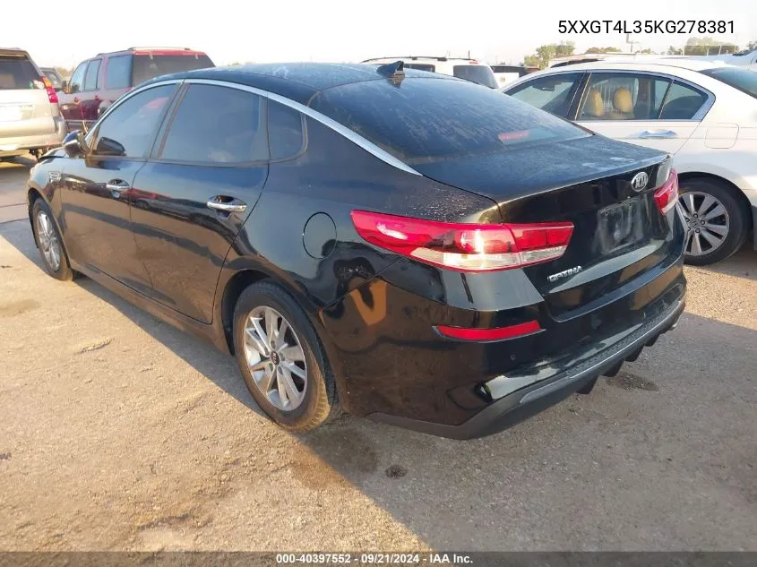 2019 Kia Optima Lx VIN: 5XXGT4L35KG278381 Lot: 40397552