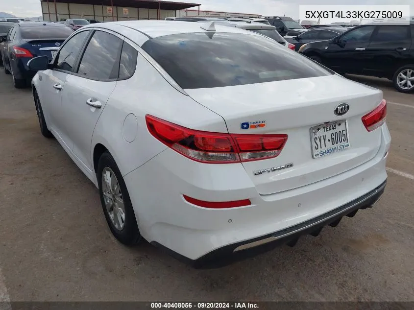 5XXGT4L33KG275009 2019 Kia Optima Lx