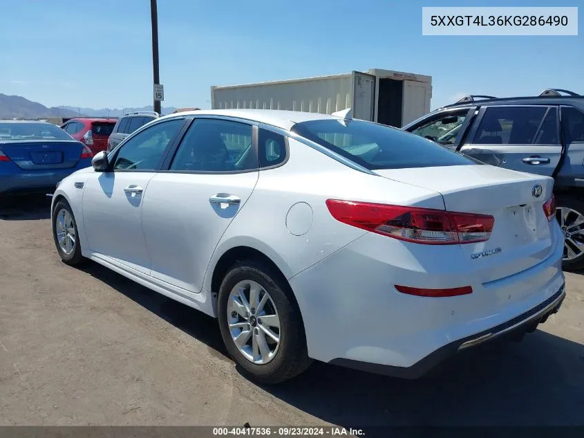 2019 Kia Optima Lx VIN: 5XXGT4L36KG286490 Lot: 40417536