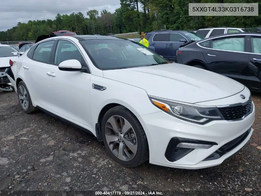 2019 Kia Optima S VIN: 5XXGT4L33KG316738 Lot: 40417778