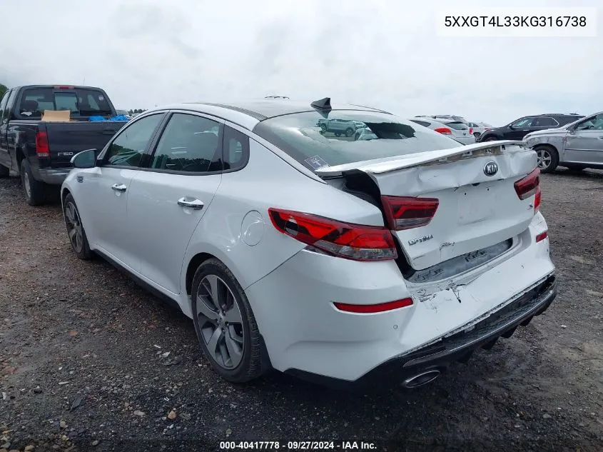 2019 Kia Optima S VIN: 5XXGT4L33KG316738 Lot: 40417778