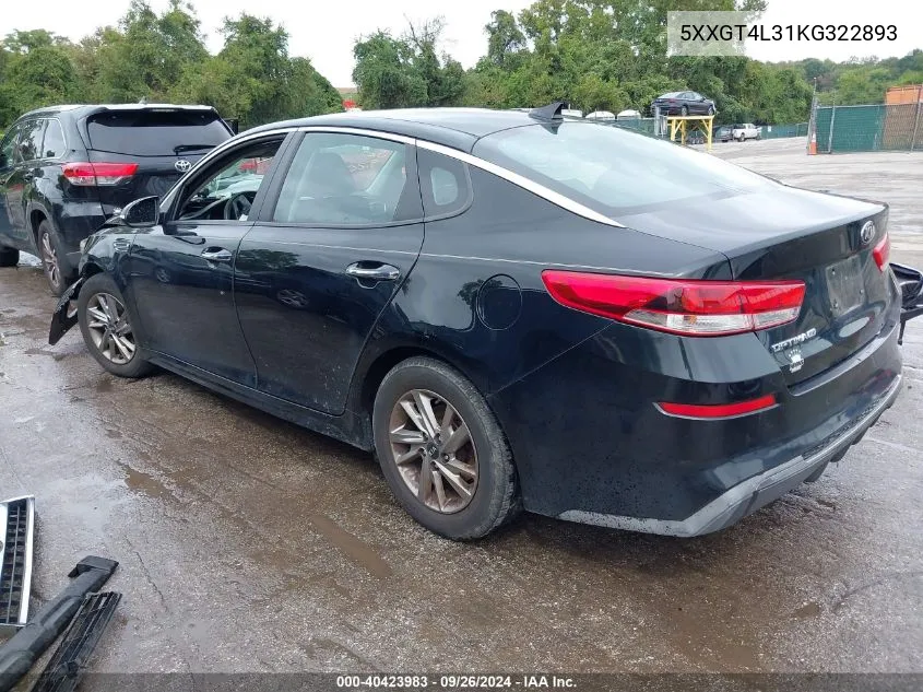 2019 Kia Optima Lx VIN: 5XXGT4L31KG322893 Lot: 40423983