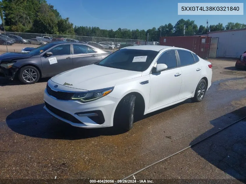 2019 Kia Optima Lx VIN: 5XXGT4L38KG321840 Lot: 40429056