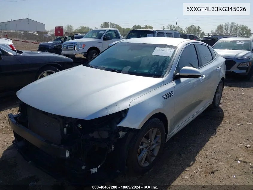 5XXGT4L33KG345026 2019 Kia Optima Lx