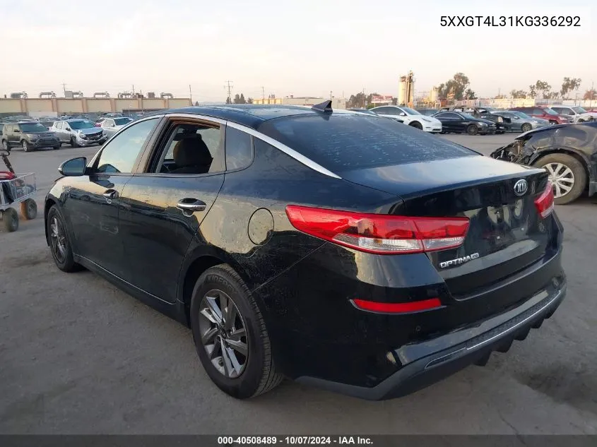 2019 Kia Optima Lx/S VIN: 5XXGT4L31KG336292 Lot: 40508489