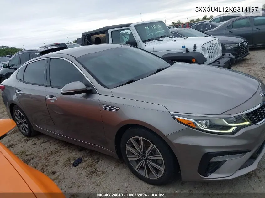 2019 Kia Optima Ex VIN: 5XXGU4L12KG314197 Lot: 40524840