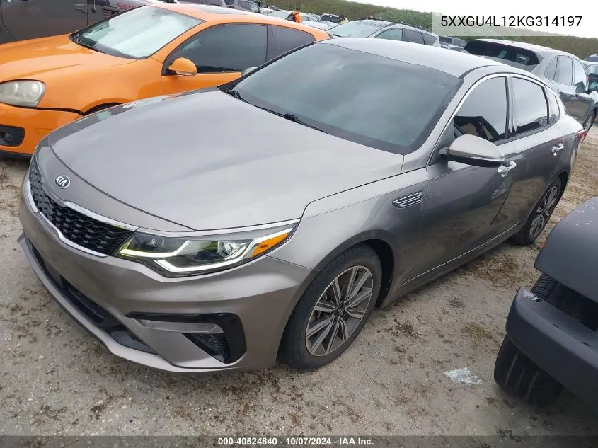 2019 Kia Optima Ex VIN: 5XXGU4L12KG314197 Lot: 40524840