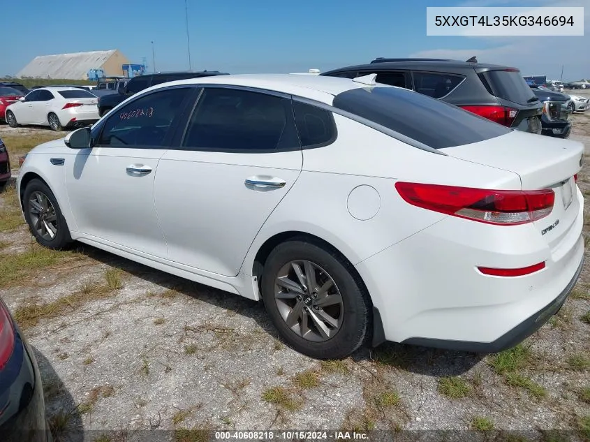 2019 Kia Optima Lx VIN: 5XXGT4L35KG346694 Lot: 40608218