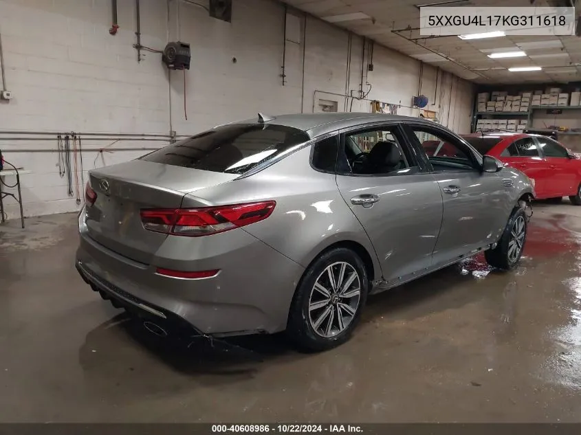 2019 Kia Optima Ex VIN: 5XXGU4L17KG311618 Lot: 40608986