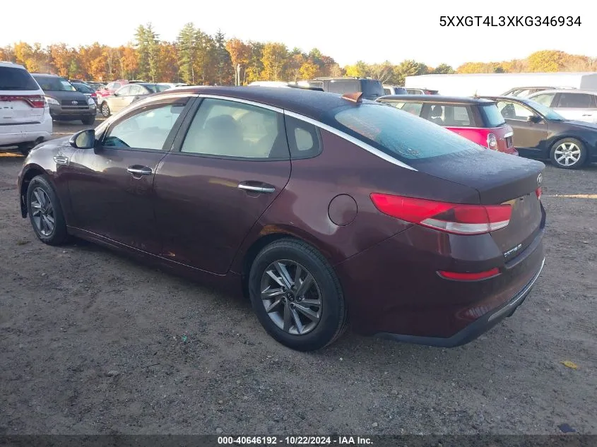 2019 Kia Optima Lx VIN: 5XXGT4L3XKG346934 Lot: 40646192