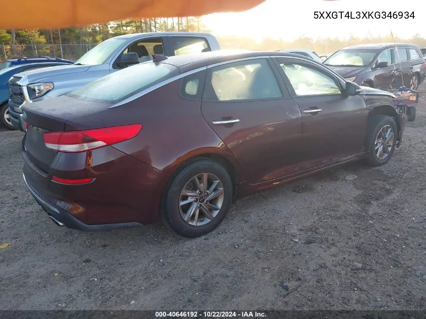 2019 Kia Optima Lx VIN: 5XXGT4L3XKG346934 Lot: 40646192